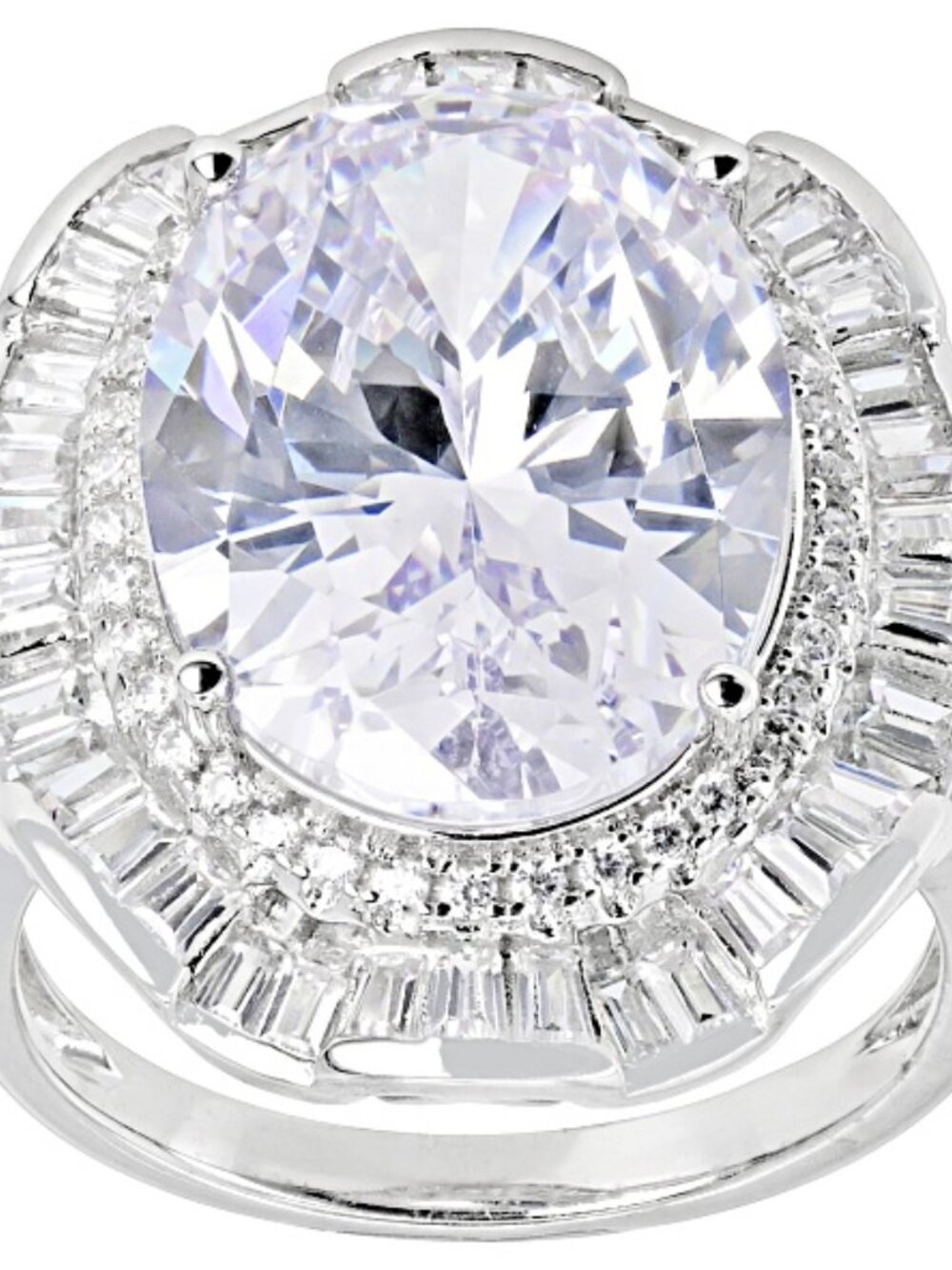 Bella Luce Platinum Plated Halo Design Cocktail Ring 16.65ctw. Size 10